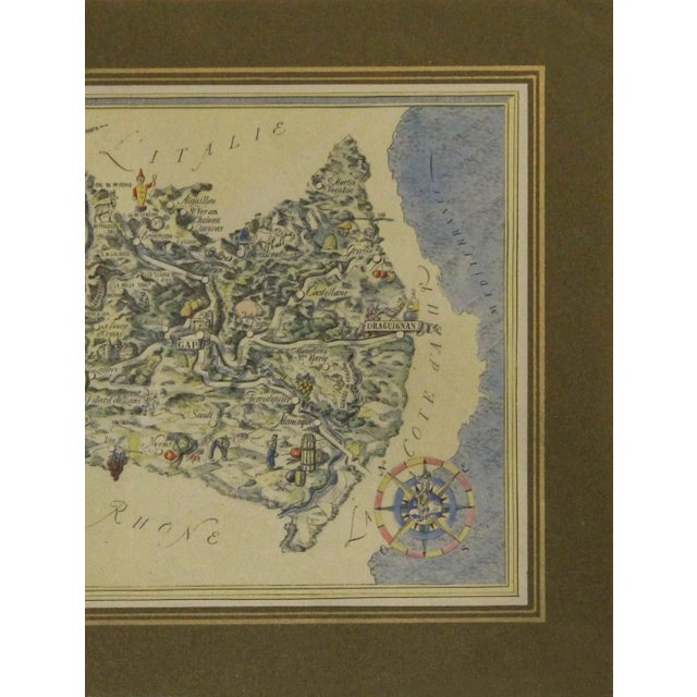 French 1960's French Vintage Mini Map, Les Alpes For Sale - Image 3 of 3