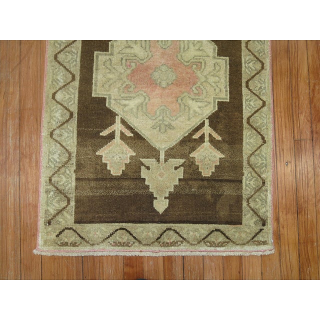 Mid 20th Century Brown Vintage Turkish Rug For Sale - Image 5 of 6