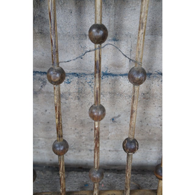 Vintage Victorian Ball & Stick Oak Fence Gate Door Architectural Salvage For Sale - Image 9 of 11