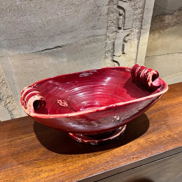 1960s Fortunata Design Italian Art Pottery Bowl in Oxblood Red For Sale - Image 9 of 12