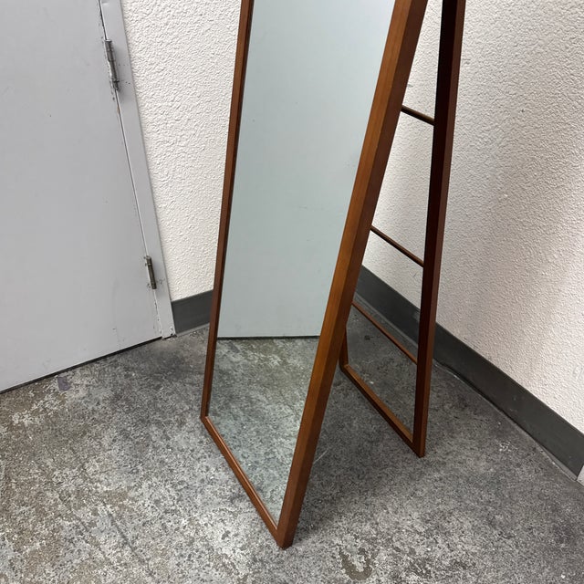 Brown Threshold Wood Floor Mirror For Sale - Image 8 of 12