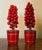 Early 20th Century Antique Early 20th Century German Christmas Ornaments Paint Decorated and Carved Wood Red Berry Topiary Trees in Pots - a Pair For Sale - Image 5 of 8