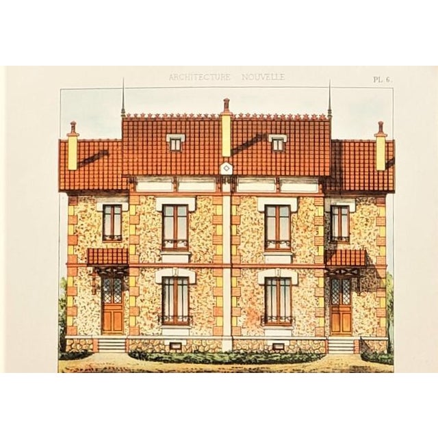 Pair- 1900 French Architecture Lithographs-Country Homes
