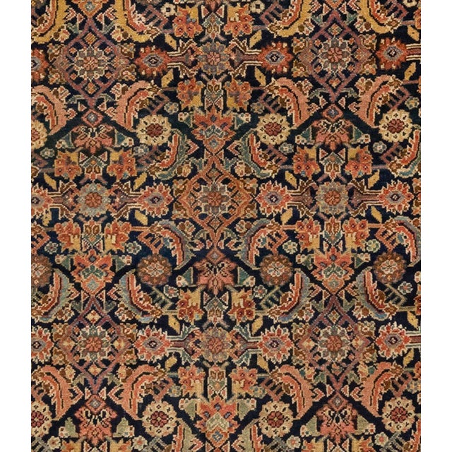 Antique Rust Ivory Navy Blue Geometric Malayer Persian Rug, circa 1880-1900s For Sale - Image 4 of 6