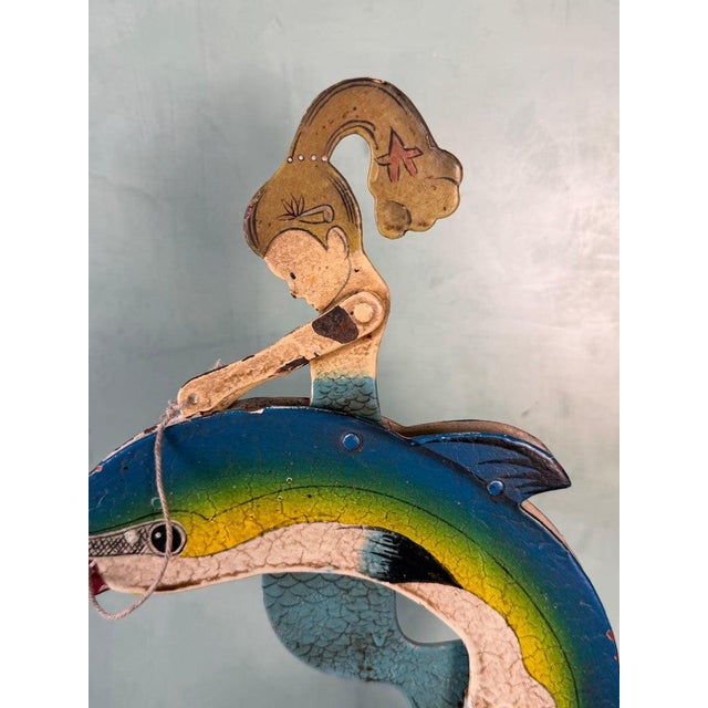 Folk Art Vintage Folk Art Dolphin Rider Balancing Kinetic Sculpture For Sale - Image 3 of 9