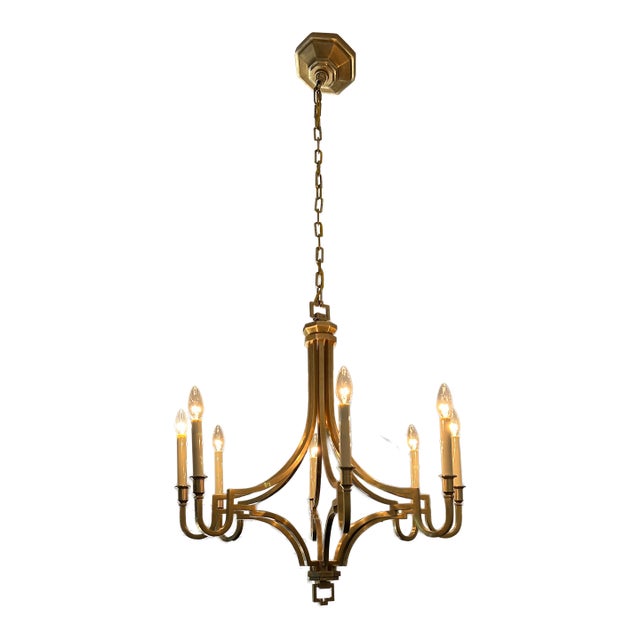 Visual Comfort e.f. Chapman Mykonos Antique Burnished Brass 8-Light Chandelier For Sale