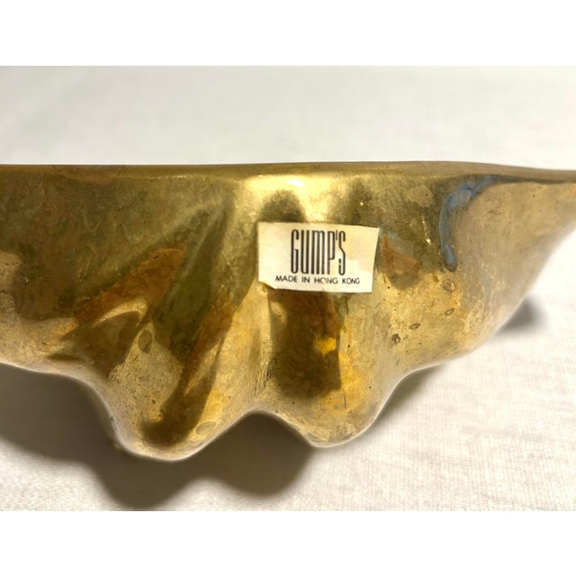MCM Hollywood Regency Gump's Made in Hong Kong Solid Brass Seashell Catchall For Sale - Image 9 of 9