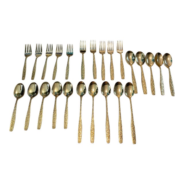 Gold Americana Flatware Set 25 For Sale