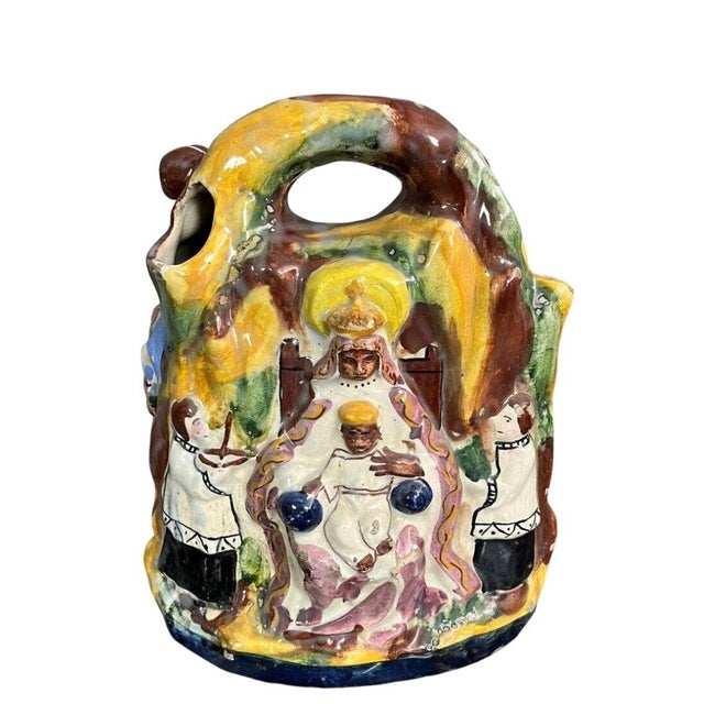 Spanish Majolica Sculpture Depicting the Black Madonna and Child, 1950s For Sale - Image 3 of 6