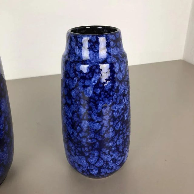 Model Blue Pottery Fat Lava Vases from Scheurich, Germany, 1970s, Set of 2 For Sale - Image 11 of 18