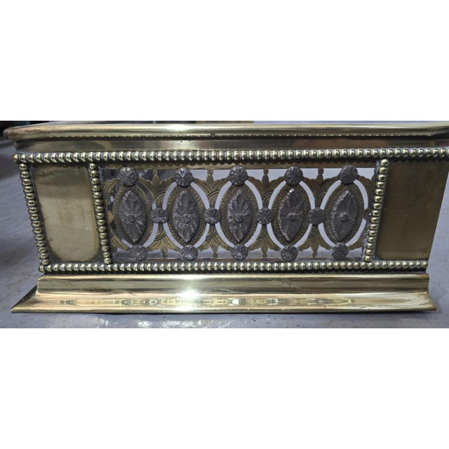 Large Georgian Brass and Cut Steel Fender For Sale - Image 8 of 11