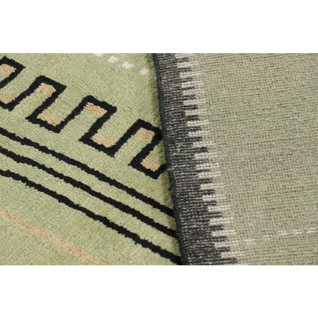 Green Rug & Kilim’s Art Deco Style Rug in Green With Black Geometric Patterns For Sale - Image 8 of 8
