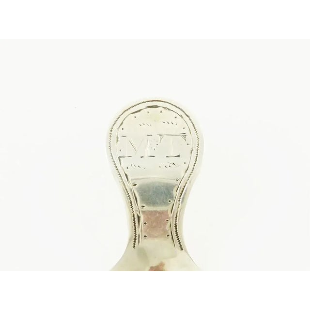 French Antique Early 19th Century French Silver Tea Caddy Spoon with Bright Cut Engraving For Sale - Image 3 of 4