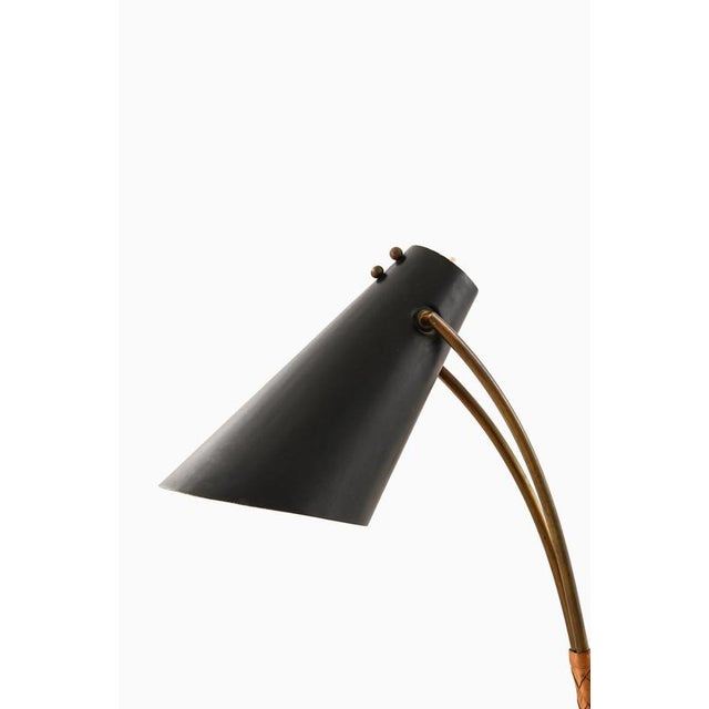 Table Lamp in Brass with Leather and Metal by Svend Aage Holm Sørensen, 1950s For Sale - Image 3 of 10