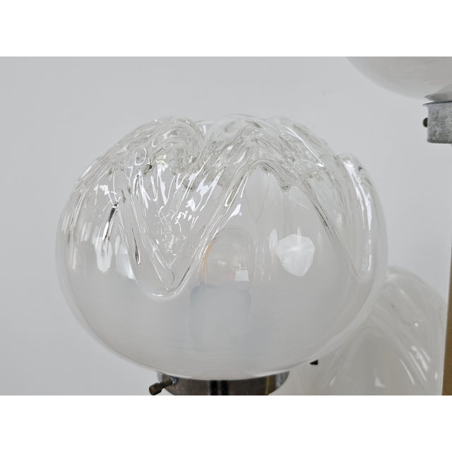Mid-Century Murano Glass 3-Light Floor Lamp in Wood and Metal, 1970s For Sale - Image 10 of 18