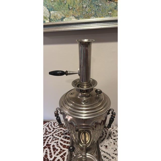Antique Batashev Samovar Set Imperial Tula Samovar Set by Batachev Brothers - 4 Piece Set For Sale - Image 4 of 12