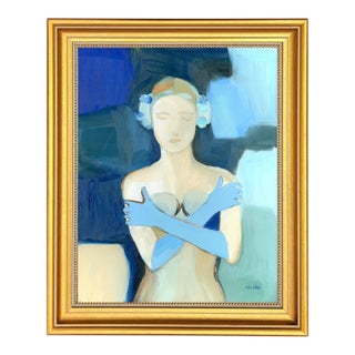 Abstract Angel in Green Oil Painting For Sale