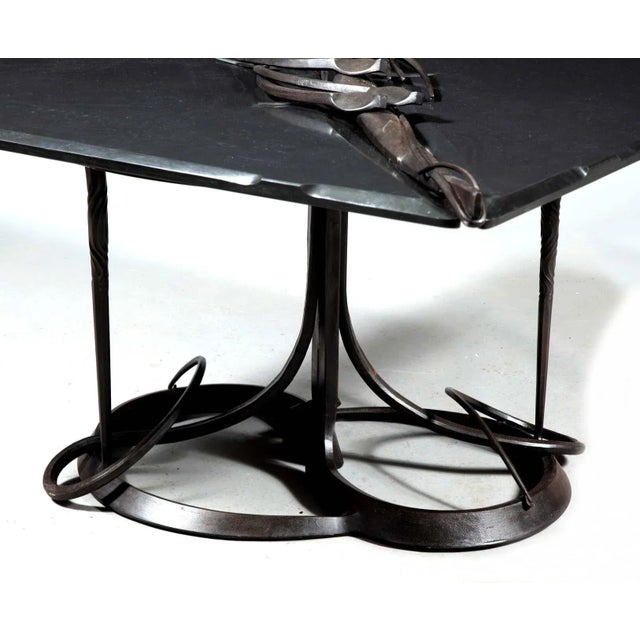 Black Large Bespoken Sculpted Steel Table with Slate Top Albert Paley For Sale - Image 8 of 12