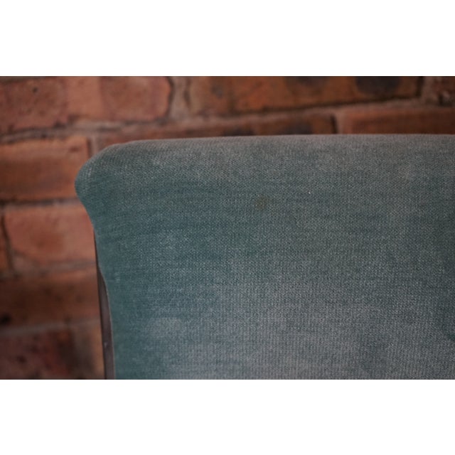 Metal 1980s Set of 6 Mid-Century Bar Stools With Aqua Mohair Upholstery and Chrome Bases For Sale - Image 7 of 14