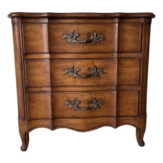 Vintage French Provincial Louis XV Style Three-Drawer Nightstand For Sale