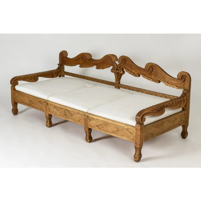 Carved Wooden Sofa by Knut Fjaestad, 1936 For Sale - Image 3 of 12