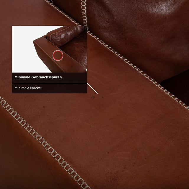 Three-Seater Leather Brown Couch from Machalke Valentino For Sale - Image 11 of 18