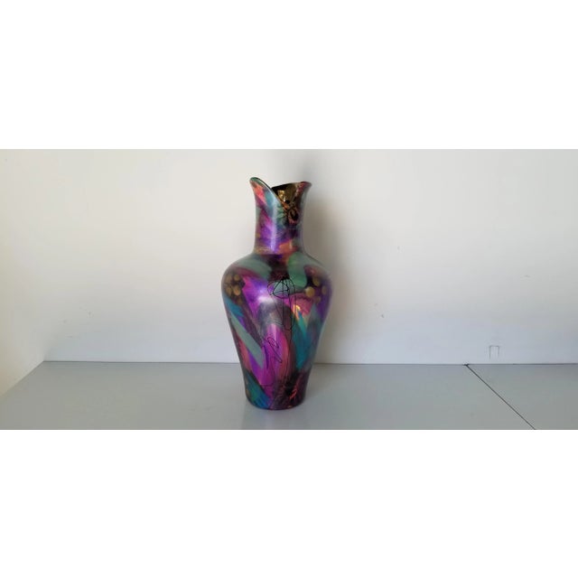 Vintage Abstract Hand Painted Ceramic Vase For Sale - Image 13 of 13