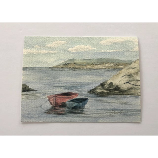 "When Opposites Attract" Contemporary Original Nautical Watercolor Painting by Nancy Smith For Sale - Image 4 of 4