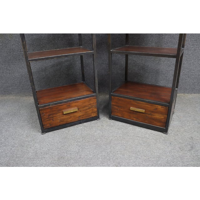 Pair of Henredon Acquisitions Iron & Mahogany Étagère Bookcases For Sale - Image 17 of 17