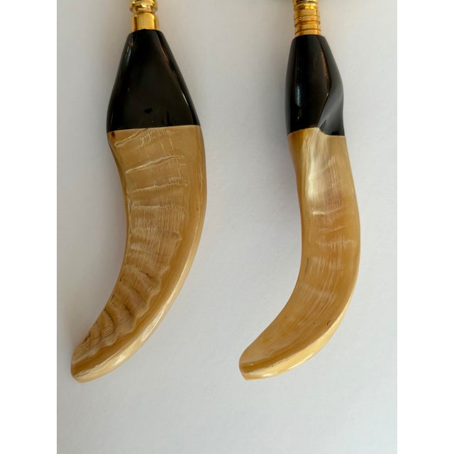Brass 1970s Vintage Hollywood Regency Horn & Brass Magnifying Glass & Letter Opener Desk Set For Sale - Image 8 of 9