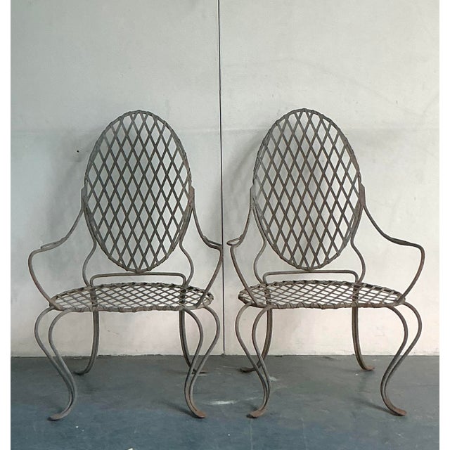 Metal Vintage Boho Rose Tarlow Twig Wrought Iron Lounge Chairs - A Pair For Sale - Image 7 of 7