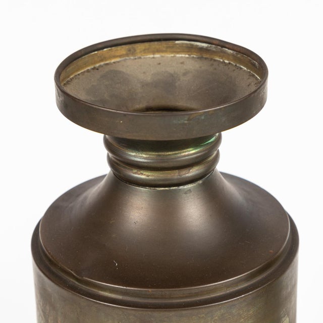 Brass Vase Brass Urn or Vase With Dark Bronze Like Patina on Weighted 