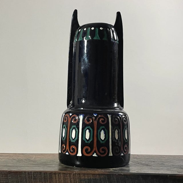 Antique Austrian Art Nouveau Jugendstil “Osiris” Hand Painted Ceramic Vase, Stamped For Sale - Image 9 of 9