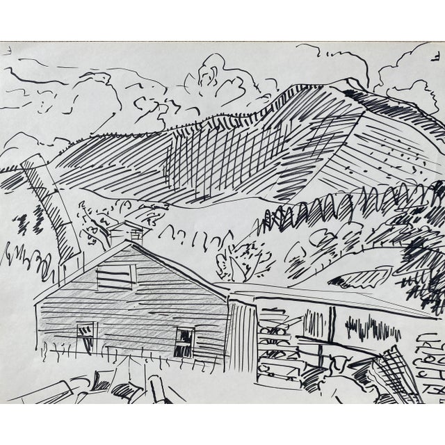 Traditional Frank Wallace Pleasant Valley Vermont Drawing For Sale - Image 3 of 3