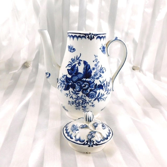 1940s Royal Worcester Blue Sprays Coffee Pot For Sale - Image 4 of 8