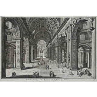 After Giuseppe Vasi, Interior of S.Pietro in Vaticano, Etching, 18th Century For Sale