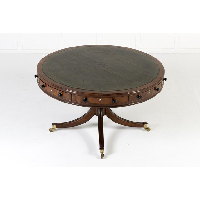 Wood Large Antique English Mahogany Drum Table, 1800s For Sale - Image 7 of 7