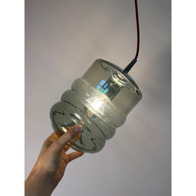 Hanging Lamp in Smoked Glass and Chrome from Peill & Putzler For Sale - Image 4 of 11