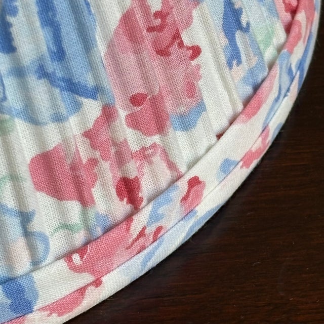 1990s Gathered Pleated Floral Cotton Lamp Shade For Sale - Image 11 of 11