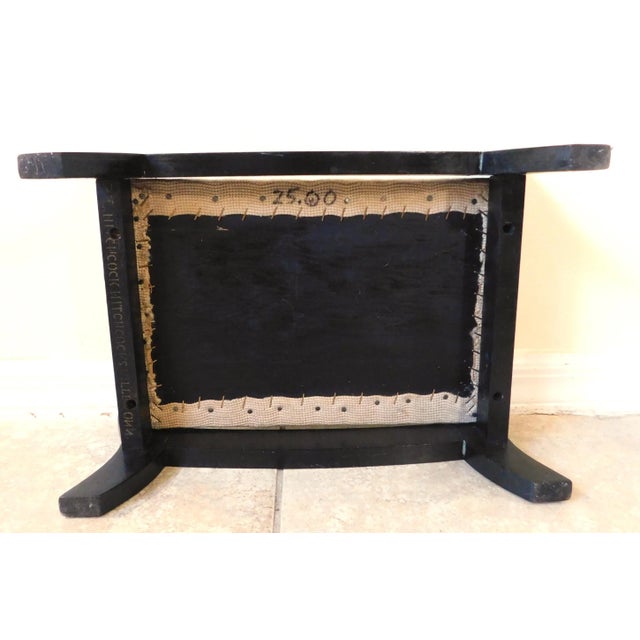 Vintage Mid-Century Hitchcock Black & Gold Floral Needlepoint Footstool For Sale - Image 12 of 14