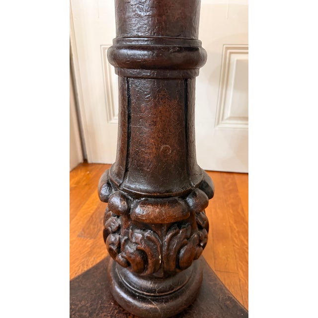 Late 20th Century Italianate Renaissance Revival Craquelure & Gilt Round Pedestal Center Table For Sale - Image 9 of 10