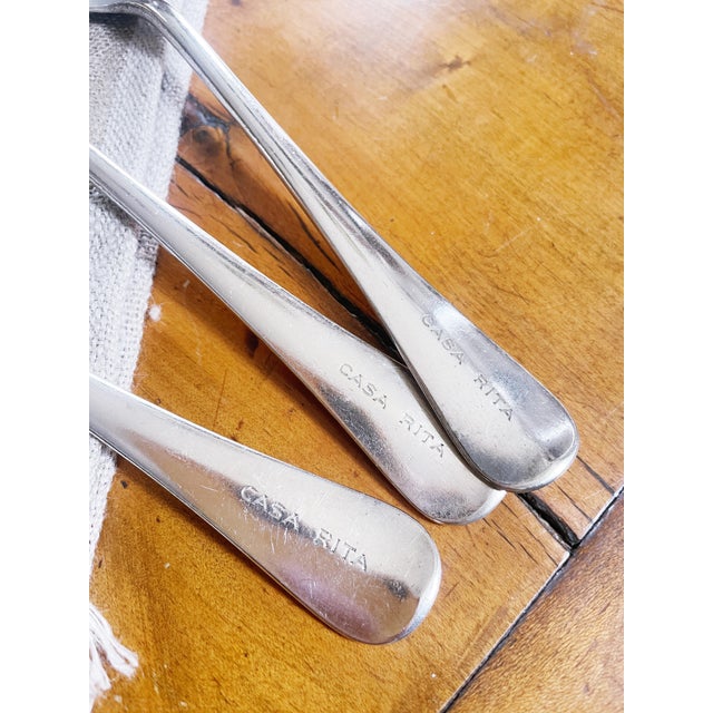1920s Set of 3 Antique Silver Plated Tiffany & Co Serving Spoons From Casa Rita For Sale - Image 5 of 6