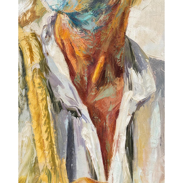 1950s 1954 A. Shitzas Mid-Century Earth Oil Portrait Painting - 1 Pc For Sale - Image 5 of 18