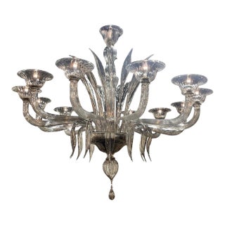 Smoke Colored Murano Glass Twelve Light Chandelier For Sale
