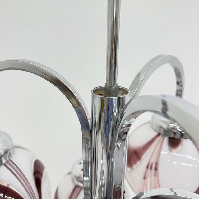 Italian Purple and White Murano Glass Swirl Chandelier, 1970s For Sale - Image 6 of 18