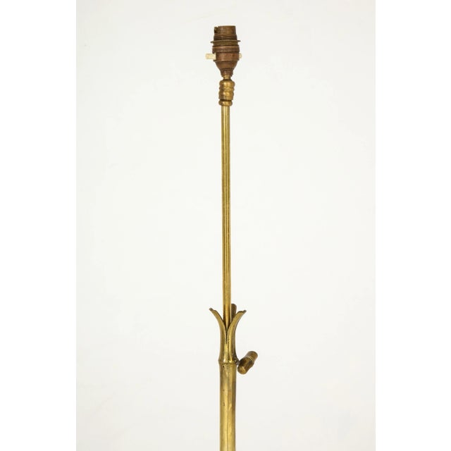 Metal Bronze Faux Bamboo Tripod Floor Lamp by Maison Baguès, France, 1960s For Sale - Image 7 of 12