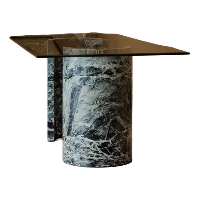 Dining Table in Curved Marble Stone For Sale
