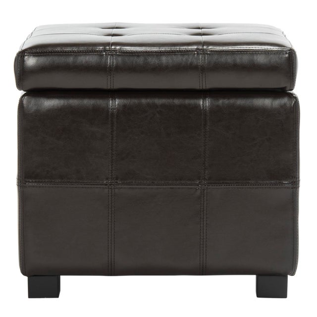 Square Tufted Ottoman in Brown & Black For Sale - Image 11 of 11
