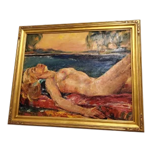 Vintage Mid Century Modern Nude Impressionist Painting