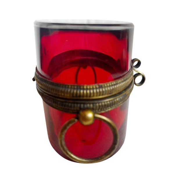 A beautiful antique French ruby glass box dating to the late 19th century. Richly colored in a deep translucent ruby red,...